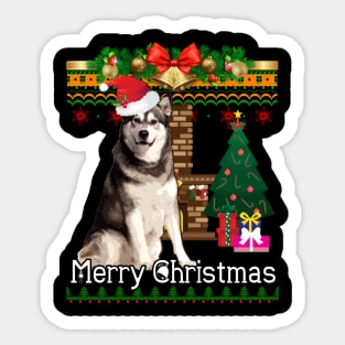 Ugly Christmas Sweater Alaskan Malamuteb Sticker